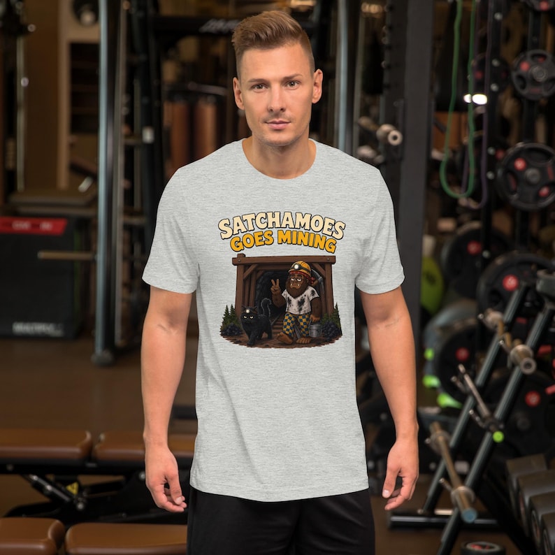 Coal Miner Gift Shirt Men Women, Funny Appalachian Sasquatch Mining Tee, Coal Mining Shirt Black Cat, Satchamoes Goes Mining