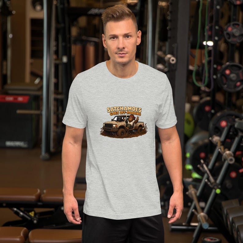 Funny Off Road Shirt, Sasquatch Mudding Tee, Funny Sasquatch Truck Guy Gift, Black Cat Muddy Pickup, Satchamoes Goes Off-Roading