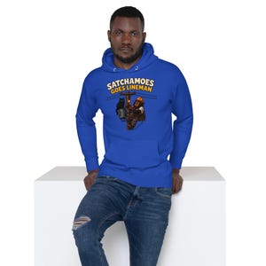 Funny Lineman Hoodie Men Women, Sasquatch Utility Worker Gift Sweatshirt, Electrician Power Line Hoodie Cat, Satchamoes Goes Lineman