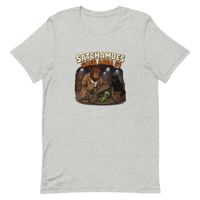Funny Area 51 Shirt, UFO Alien Tee, Detective Sasquatch Gift, True Crime Shirt, Satchamoes Goes Area 51