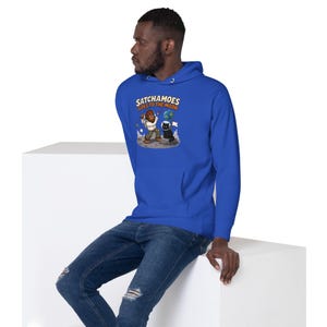 Funny Moon Hoodie Men Women, Sasquatch Astronaut Golf Sweatshirt, Space Gift Hoodie Black Cat Helmet, Satchamoes Goes to the Moon image 6