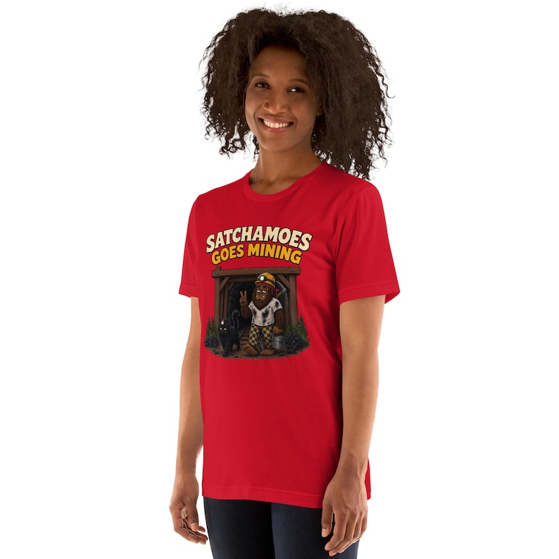 Coal Miner Gift Shirt Men Women, Funny Appalachian Sasquatch Mining Tee, Coal Mining Shirt Black Cat, Satchamoes Goes Mining