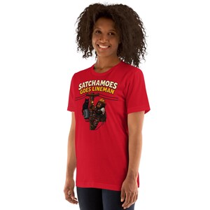 Funny Lineman Shirt Men Women, Sasquatch Utility Worker Gift Tee, Electrician Power Line Shirt Black Cat, Satchamoes Goes Lineman