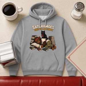 Satchamoes Goes to Law School, Funny Law School Hoodie, Sasquatch Law Student Gift, Sasquatch Future Lawyer Sweatshirt, Black Cat Attorney