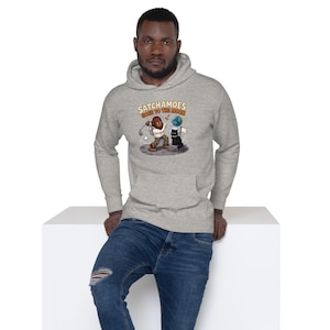Funny Moon Hoodie Men Women, Sasquatch Astronaut Golf Sweatshirt, Space Gift Hoodie Black Cat Helmet, Satchamoes Goes to the Moon image 2
