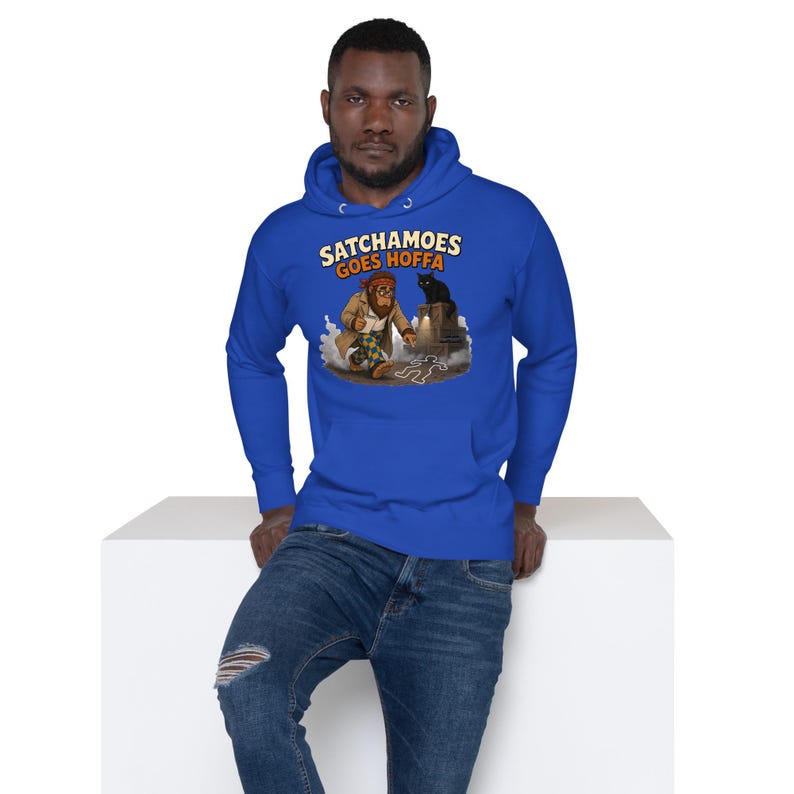 Funny Hoffa Hoodie Men Women, Detective Sasquatch Cold Case Sweatshirt, True Crime Hoodie Black Cat, Satchamoes Goes Hoffa image 3