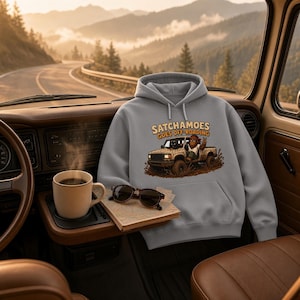 Funny Off Road Hoodie Men Women, Sasquatch Mudding Gift Sweatshirt, Pickup Truck Hoodie Muddy Cat, Satchamoes Goes Off-Roading