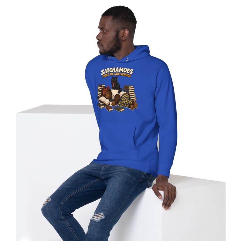 Sweat à capuche humoristique pour étudiants en droit, motif Sasquatch, cadeau idéal pour les étudiants en droit. Sweat-shirt noir « Futur avocat », Satchamoes va à la fac de droit. image 6