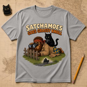 Funny Grassy Knoll Shirt Men Women, Detective Sasquatch Conspiracy Tee, True Crime Shirt Black Cat, Satchamoes Goes Grassy Knoll image 1