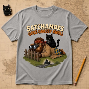 Funny Grassy Knoll Shirt Men Women, Detective Sasquatch Conspiracy Tee, True Crime Shirt Black Cat, Satchamoes Goes Grassy Knoll