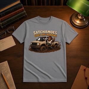 Funny Off Road Shirt Men Women, Sasquatch Mudding Gift Tee, Pickup Truck Shirt with Muddy Black Cat, Satchamoes Goes Off-Roading image 1