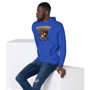 Sudadera divertida para senderismo para hombres y mujeres, sudadera de regalo para excursionistas con temática de Sasquatch, sudadera con capucha para acampar y senderos con diseño de gato negro, Satchamoes Goes Hiking imagen 6