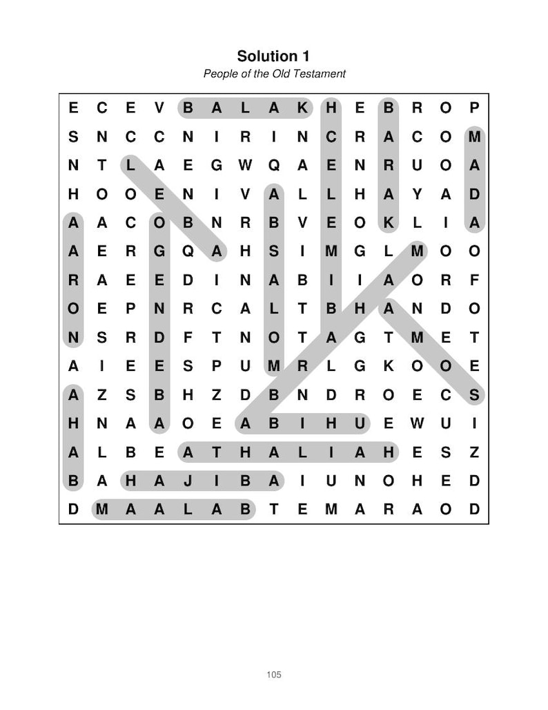 Bible Word Search Printable, 100 Puzzles, Christian Word Games, Bible