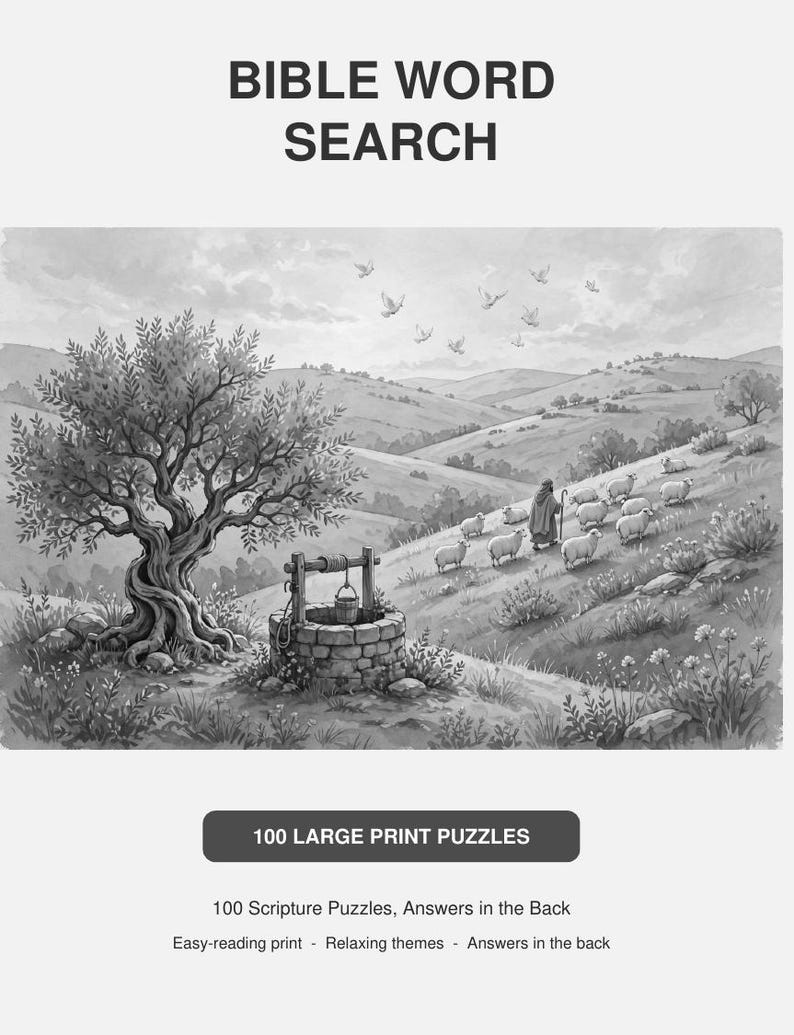 Bible Word Search Printable, 100 Puzzles, Christian Word Games, Bible