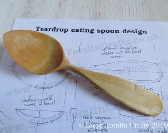 Teardrop eating spoon wood carving pattern