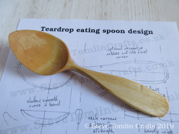 Teardrop Eating Spoon Wood Carving Pattern Etsy Denmark