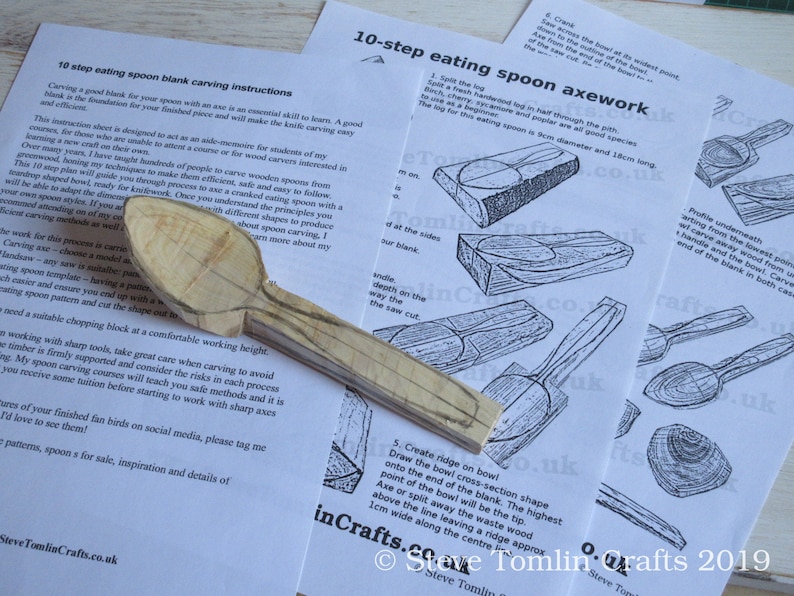 Spoon Carving Axe Instructions Eating Spoon Blank Etsy