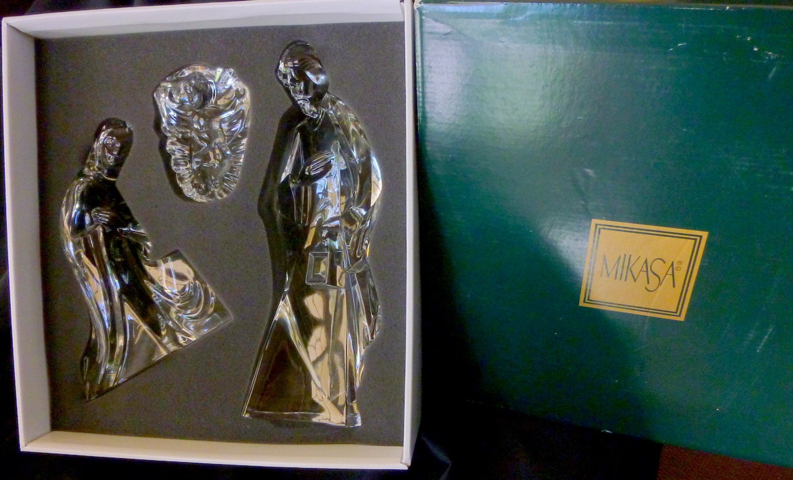 Mikasa Crystal Nativity 3 Piece Set Original Box Etsy
