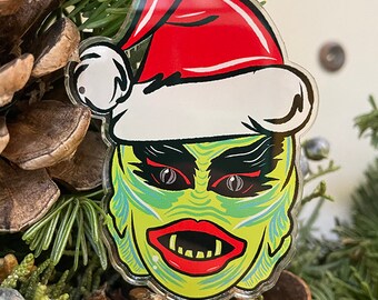 Acrylic Creature Santa Holiday Ornament
