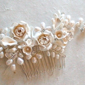 Bridal hair comb. Vine flower pearl hair comb. Wedding decorative combs. Pearl hair comb. Bridal accessories. image 4