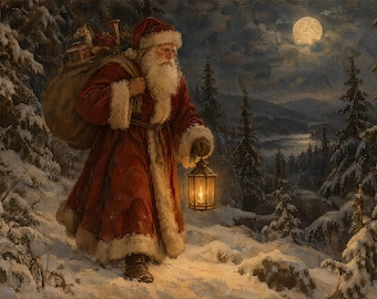 Christmas Frame TV Art | Old-World Father Christmas | Vintage Painting 4K Download