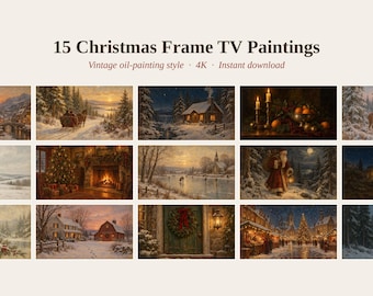 Christmas Frame TV Art Bundle of 15 | Vintage Paintings | 4K Download