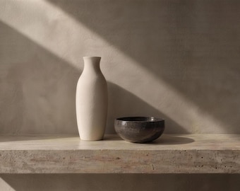 Frame TV Art | Bone and Charcoal Ceramic Still Life | Neutral 4K Digital Download