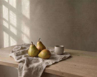 Frame TV Art | Pear Still Life on Linen | Modern Kitchen 4K Digital Download