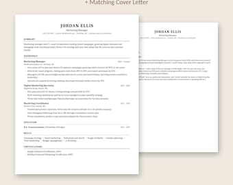 Classic Resume Template with Cover Letter | ATS Friendly | Word and Google Docs
