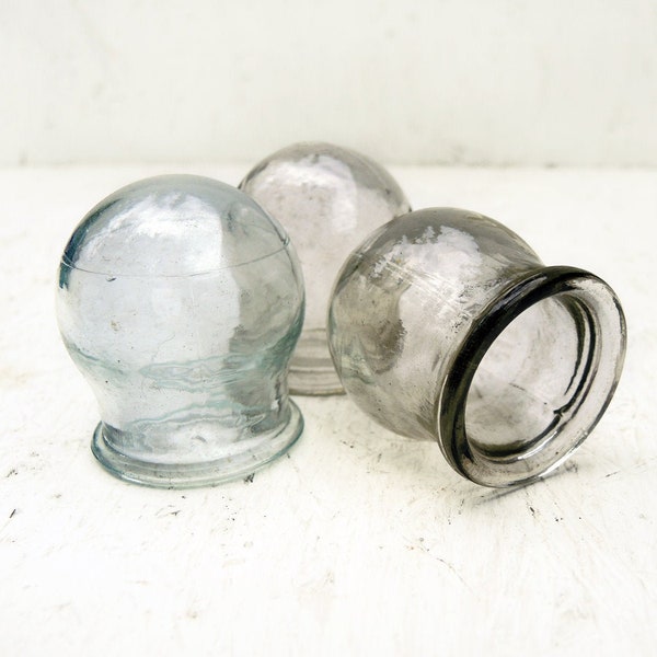 Glass Vintage Medical Apothecary Jars, Massage Glass Cans, Small Massage Banks, Classic Soviet Medical Jar, Unusual Home Decor