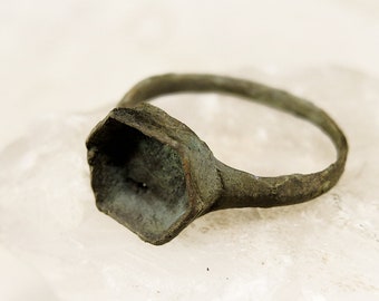 Ancient Signet Ring, Antique Bronze Ring, Primitive Wedding Ring, Dig Finds, Historical Jewel - j16