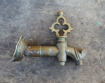 Antique bronze samovar faucet - Big primitive water tap - Samovar part - Spigot key