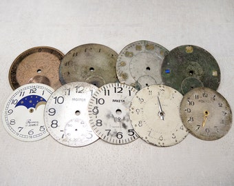 Vintage Big Pocket Watch Faces - set of 8 - c25