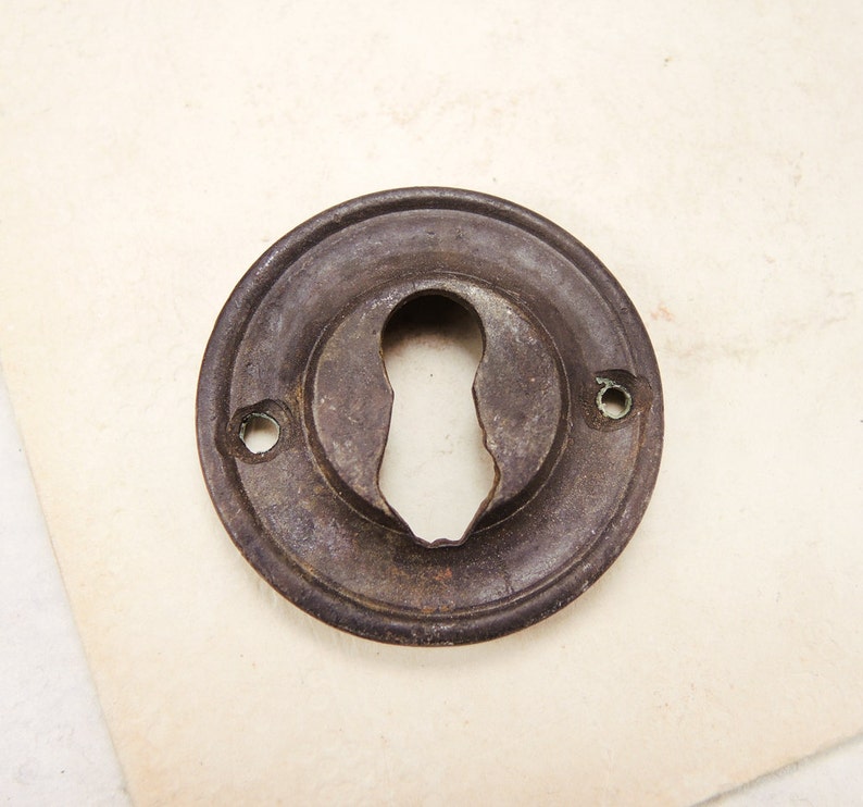 Antique Brass Escutcheon Round Keyhole Plate k41 Etsy