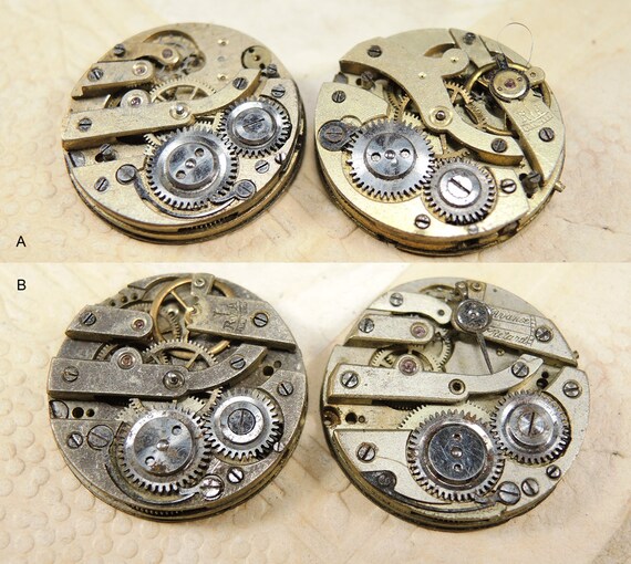 Antique brass watch movements Round mechanical watch parts Etsy