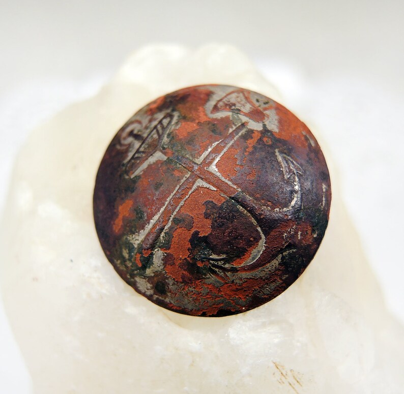Antique military button b42 Antique brass button Dig finds Ax and anchor