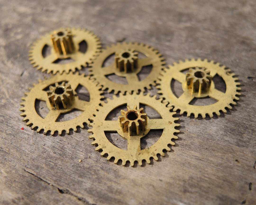 Vintage Brass Clock Gears Wheels From Soviet Table Clock Etsy