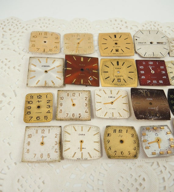 Vintage Different Square Watch Faces - Watch Parts, Watch Dials - Set of 20 - C8