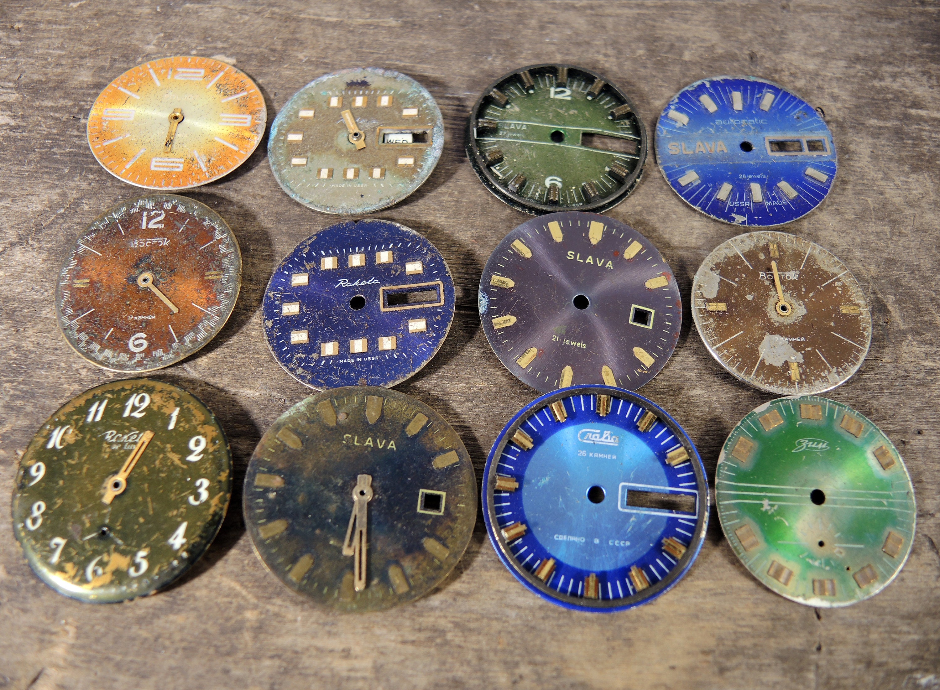 Vintage Watch Faces Round Soviet Watch Dials Set of 12 Etsy