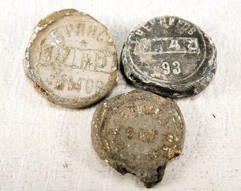 Antique Seal, Primitive Finding, Ancient Stamp, Unusual Cabochon, Dig finds - set of 3 - a129