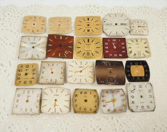 Vintage Different Square Watch Faces - Watch Parts, Watch Dials - Set of 20 - C8