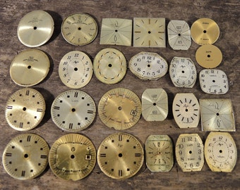 Vintage gold watch faces - Dials from wrist watches - Watch parts - set of 25 - c24