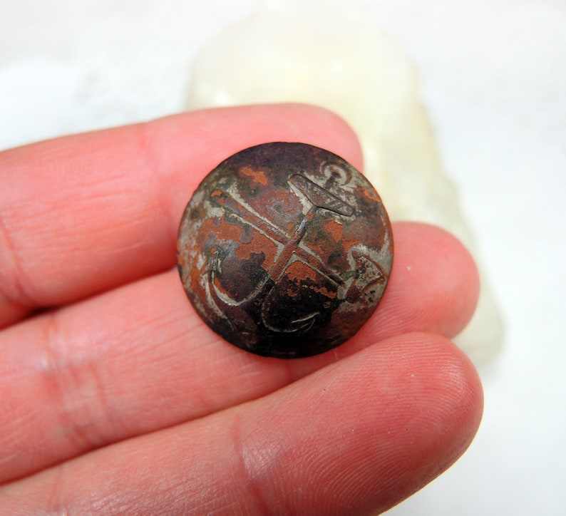 Antique military button b42 Antique brass button Dig finds Ax and anchor