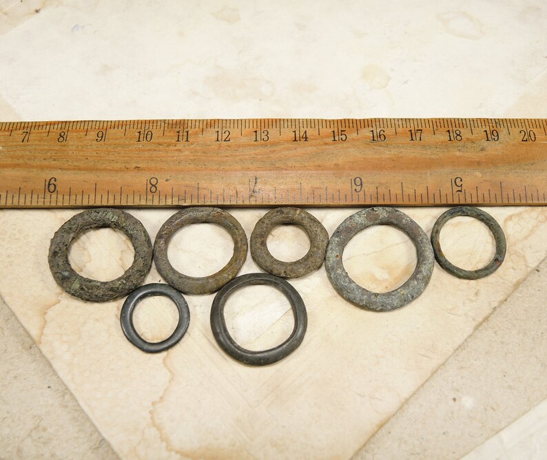 set of 5 Bronze Dig Finds a6 Antique Brass Rings