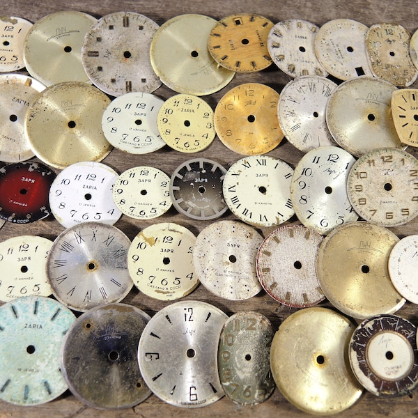 Big lot of different vintage watch faces - Soviet small watch dials - set of 50 - c20