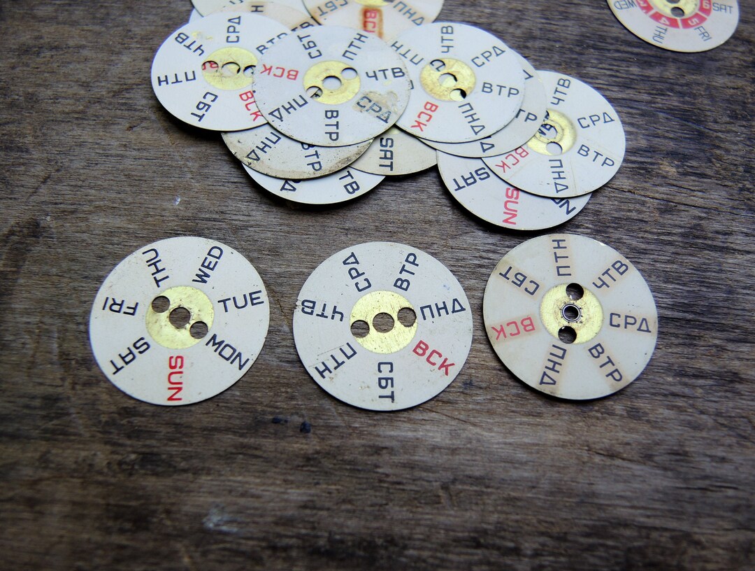 Weekdays Ring Vintage Watch Days of Week Rings Mechanical Wrist Watches Parts Circle ...