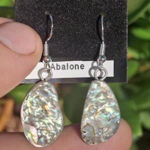 Abalone Shell Earrings, Dangle Earrings, Tumbled Abalone Shell, Abalone Jewelry, Ocean Themed Jewelry, Gifts for Her, Gifts for Women