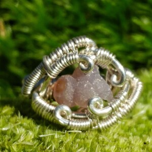Grape Agate Ring, Handmade Silver Wire Wrap Jewelry, Size 5 1/4
