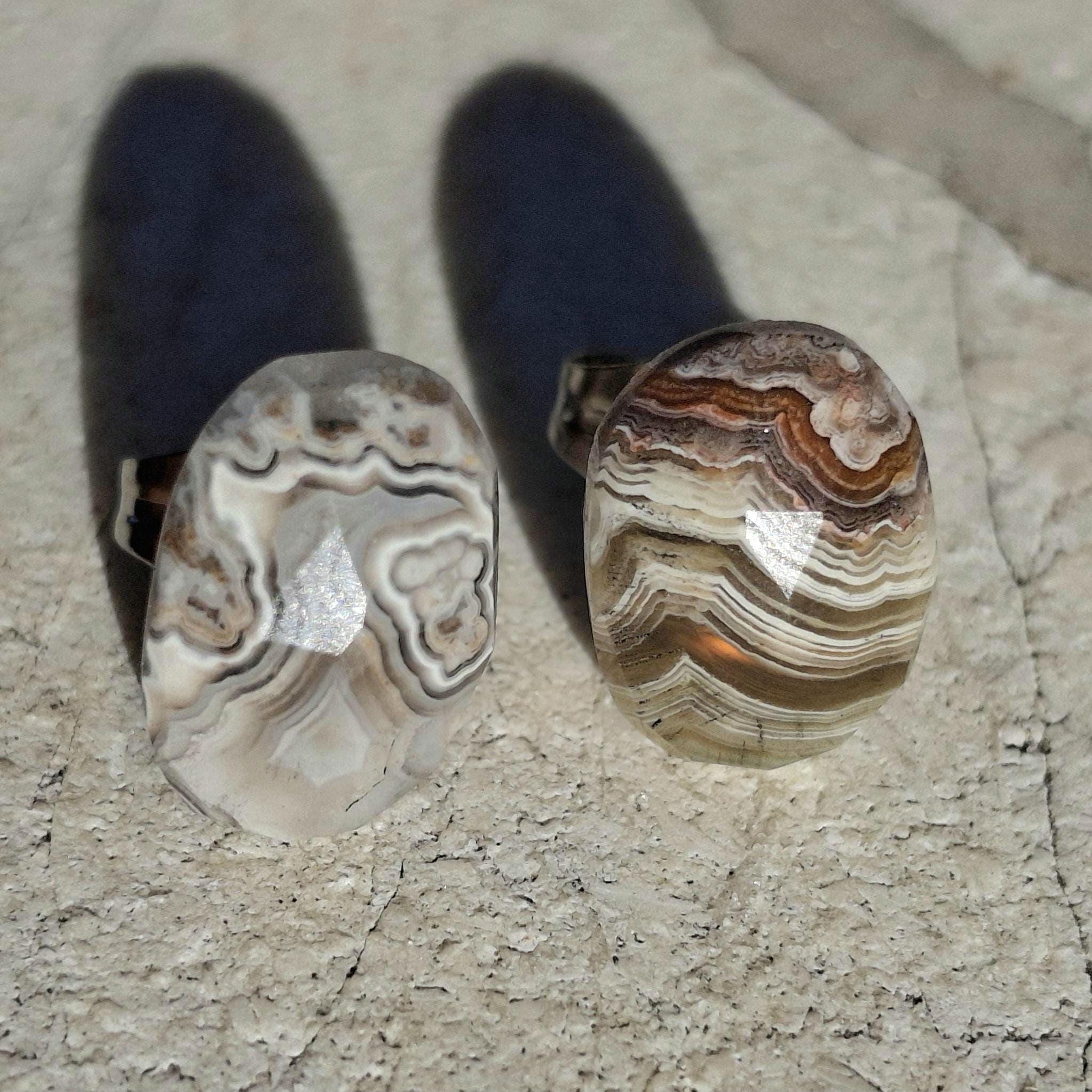 クレイジーレースアゲート ピアス クレイジーレースアゲートスタッドピアス、低刺激性ステンレススチール