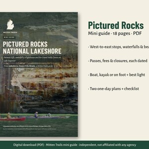 Gids voor Pictured Rocks National Lakeshore (PDF): Miners Castle, watervallen, Au Sable Light & Grand Sable Dunes, reisplannen voor Michigan
